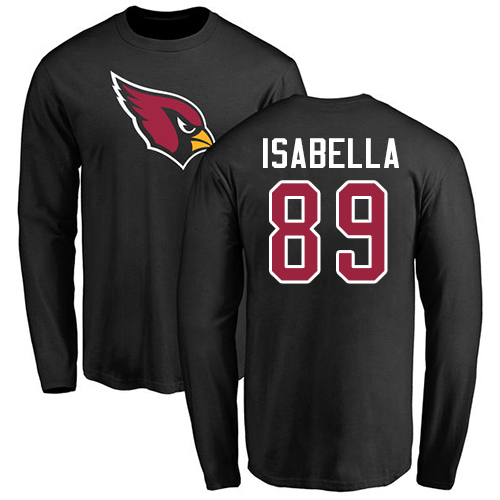 Arizona Cardinals Men Black Andy Isabella Name And Number Logo NFL Football #89 Long Sleeve T Shirt